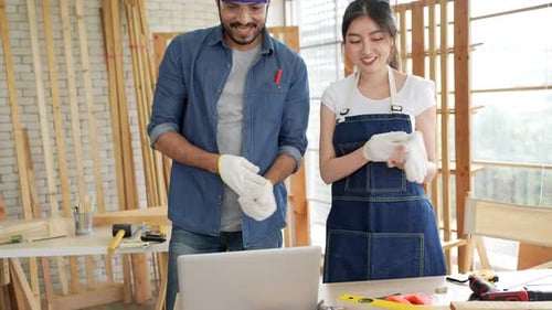 Carpenter workers working in workshop