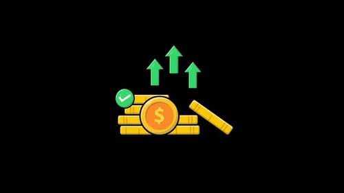 Animated Coin Stack with Green Arrow. Cost Rising Concept Video - Transparent