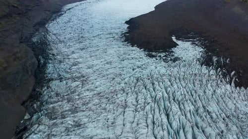 Aerial view of glacier and mountains, Iceland.