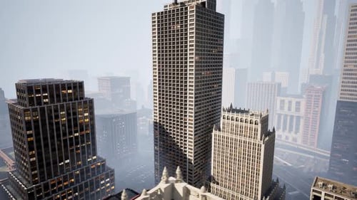 Modern City Aerial View with Tall Skyscrapers