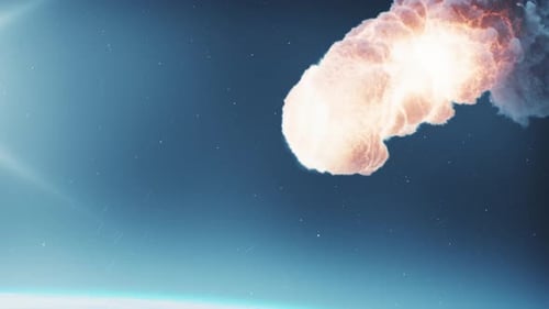 Burning Meteor Fireball Entering Earth's Atmosphere