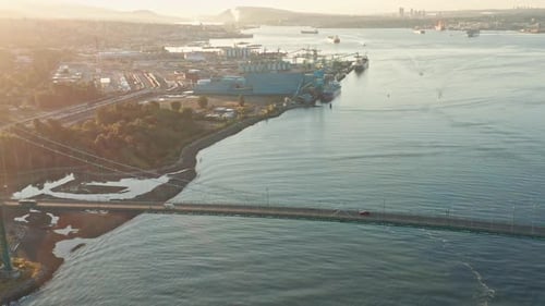 Drone Aerial Opening Shot of the Lions Gate Bridge