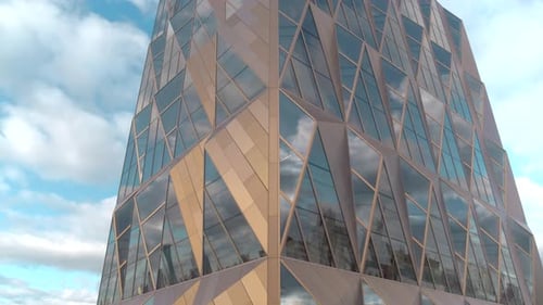 Fenster des Bürogebäudes und Luftbild des Wolkenkratzergebäudes