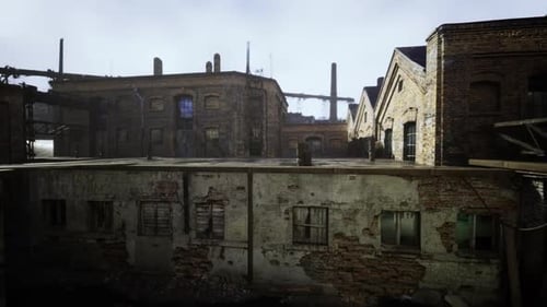 Exterior View Featuring Brick Kilns and Industrial Chimney Stacks