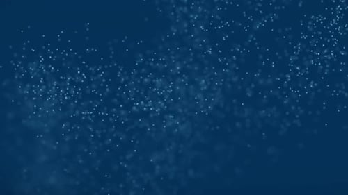 Dark blue background with sparkling particles and misty effects