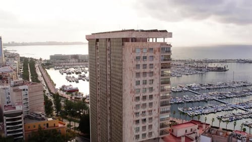 Alicante Aerial Shot of City and Port in Spain