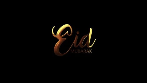 Elegant Golden Eid Mubarak Script Calligraphy Title Animation