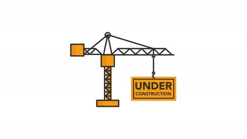 Grúa animada con el canal Under Construction Sign Alpha