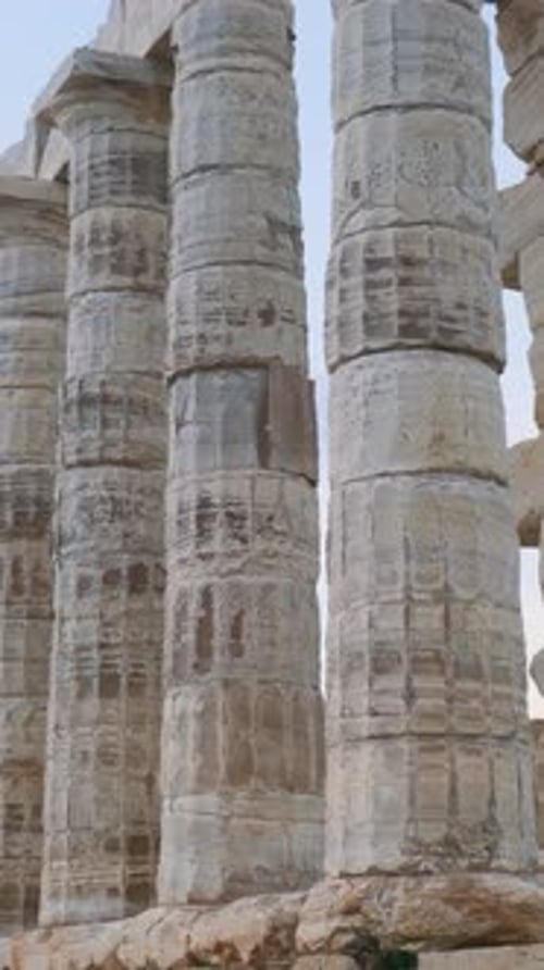 Columns of Temple of Poseidon on Cape Sounion Attica Greece Ancient Greek Architecture Ruins of