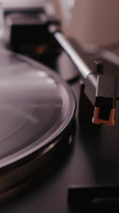 Spinning Record Player Needle Close Up
