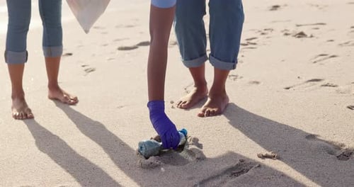 Volunteer, beach and trash cleaning for environment community service for pollution