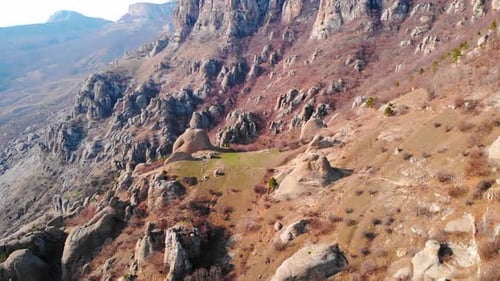 Aerial View Flying Over Rocky Mountain Valley Media