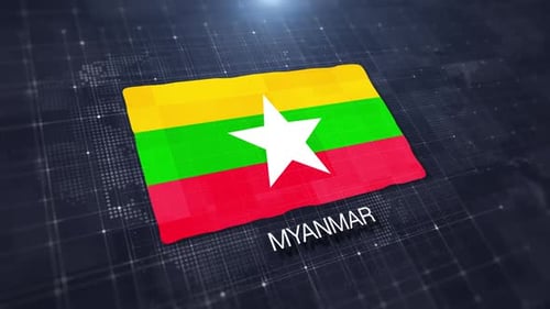 Anzeige der Flagge Myanmars