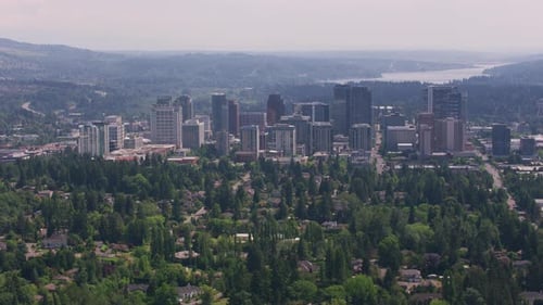 Downtown bellevue Washington shines brightly in magnificent aerial view