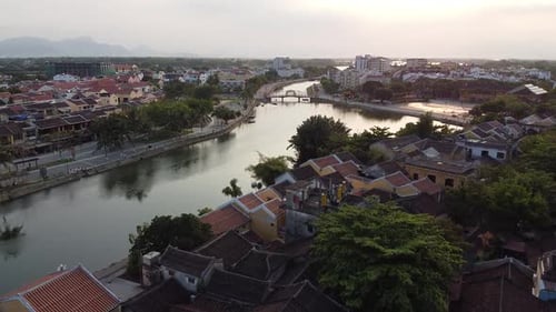 Aeria View of Old Town Hoi An Heritage Site with the View of the River