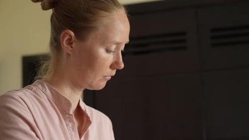 Woman with Light Hair in a Close Up