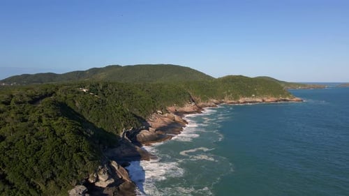 Beautiful Rocky Coast of the Ocean Waves Crash Against the Shore