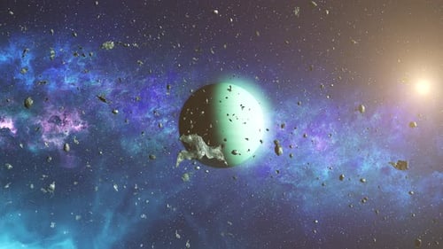 Uranus and a Distant Star in Deep Space