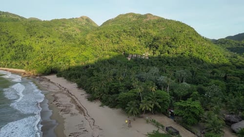 Aerial view of picturesque Playa El Valle beach on the Samaná peninsula in the Dominican Republic