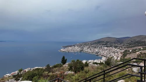 Saranda Sarandë Albania city Albanian riviera viewpoint summer time landscape