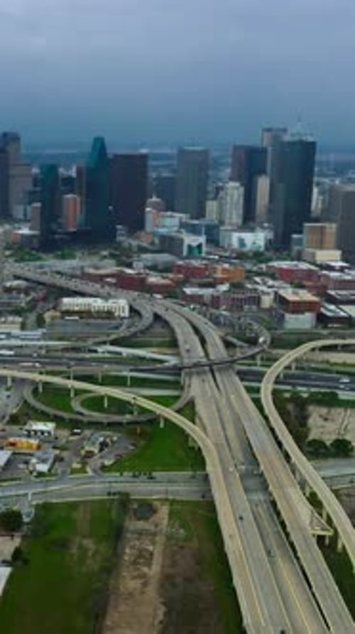 Aerial view of Dallas showcasing urban infrastructure and downtown skyline