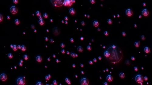 Abstract Neon Glowing Letter A Bubbles Floating Loop
