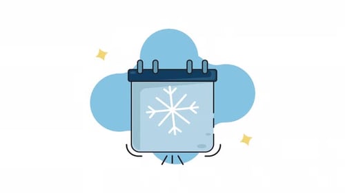 Animated Flat Design Winter Calendar Icon