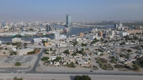 Breathtaking Aerial View of a Modern Coastal City and Port