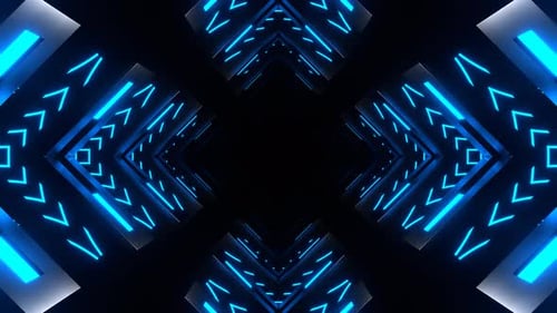 Blue Neon Pulsing Square Tunnel Background Vj Loop In 4K