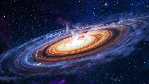 Vibrant Abstract Spiral Galaxy Rotating in Deep Space Animation