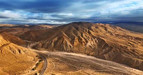 Breath-taking scenery of deserted land with mountains.