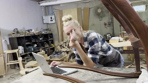 Carpenter Small Business Owner in Wood Furniture Making Female Carpenter