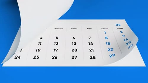 Calendar Page Turning Animation 2024 for Dates and Planning