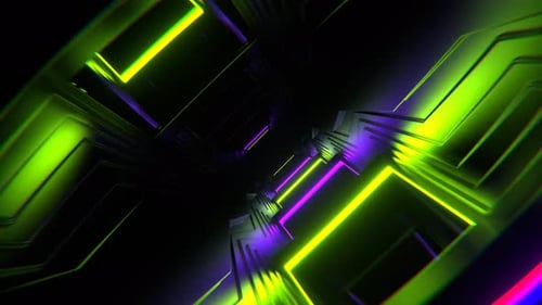 Purple And Light Green Strobe Mirrors Reverse Corridor Background Vj Loop In 4K