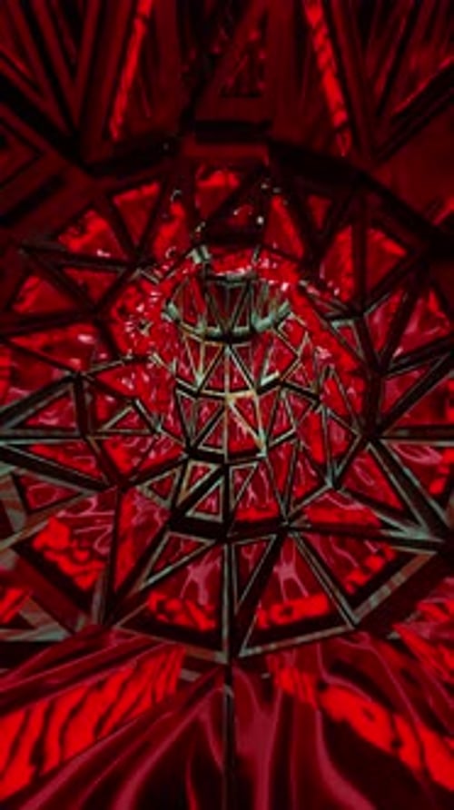 Tuyau circulaire abstrait rouge et noir. Animation en boucle