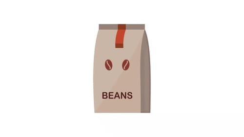 Flat Design Coffee Bean Bag Product Reveal Animation
