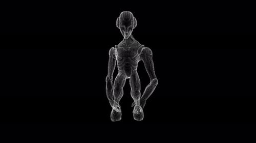 Futuristischer holographischer Humanoid in Bewegung