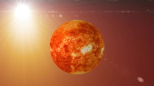 Rotating Sun in Space with Lens Flare