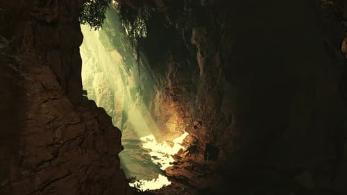 A Cave Filled with Lots of Water and Rocks