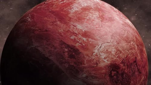 Makemake Fiktive 3D-Planetenansicht in Bewegung mit leuchtendem Stern