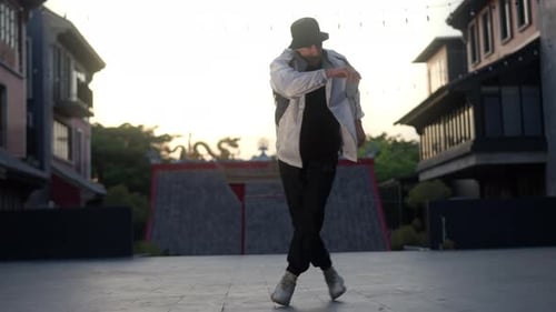 Young Man Dancing In Hip Hop Style Bangkok