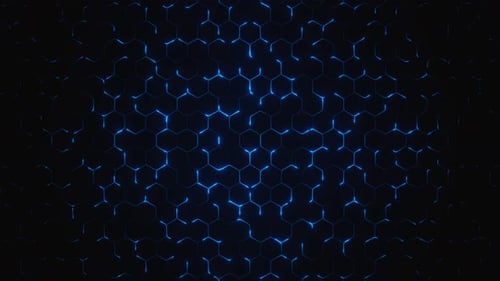 Abstract Blue Hexagon Grid Looping Technology Background