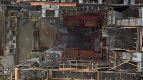 Aerial Video of Multi Story Residential Tower with Crane