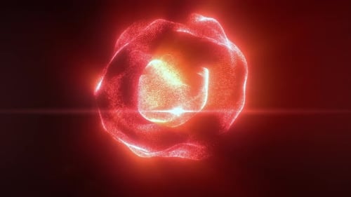 Abstract Red Particle Sphere Pulsating Energy Animation