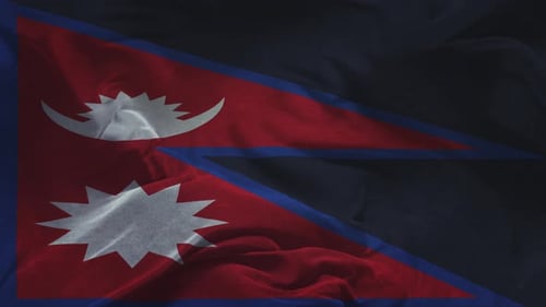 Realistic Waving Flag of Nepal with Fabric Texture