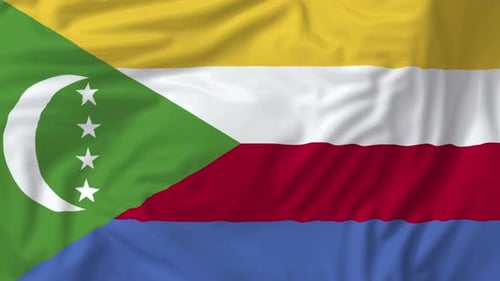Comoros National Flag Waving Animation Loop