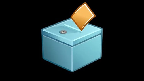 Animated Ballot Box with Voting Paper Insertion