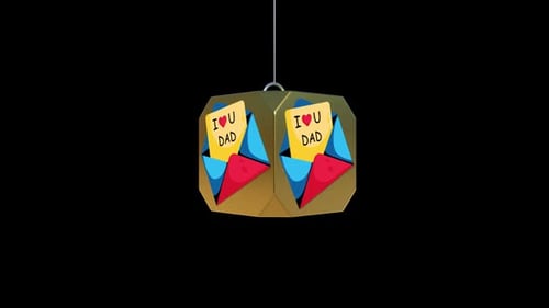 Looping Decorative Gold Cube with I Love You Dad Message