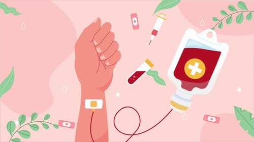 Animated Medical Blood Transfusion with IV Drip Infographic