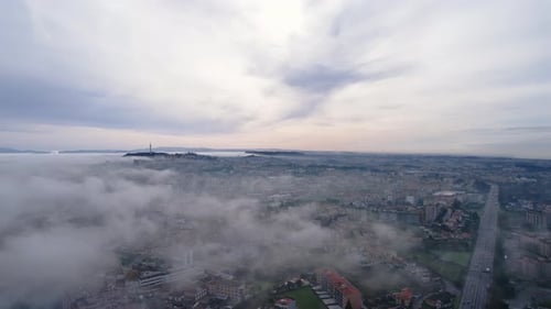 Aerial view of Vila Nova de Gaia between clouds